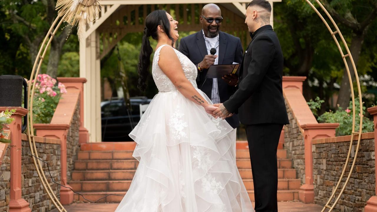 Tahlia Forrest and Harley Bodger married in Hyde Park Lane. Picture: Colleen Strangways and Reece McArdle