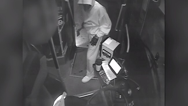 A still from CCTV footage of an armed robbery where a Brisbane bus driver was attacked. Picture: Supplied