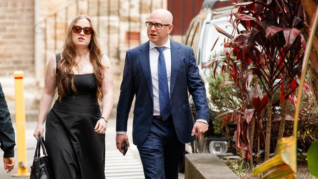 Paula Hitchcock and husband Nassib Thoumi arrive at the Supreme Court of NSW in Sydney. Picture: Max Mason-Hubers