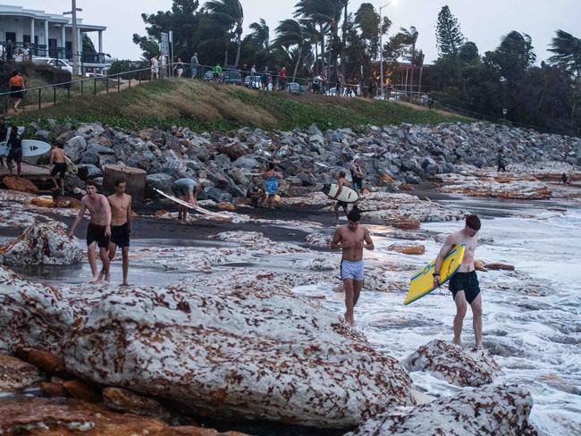 Crowds watches the Top End monsoon Surfing at the Nightcliff Beach, Darwin. Picture: Pema Tamang Pakhrin