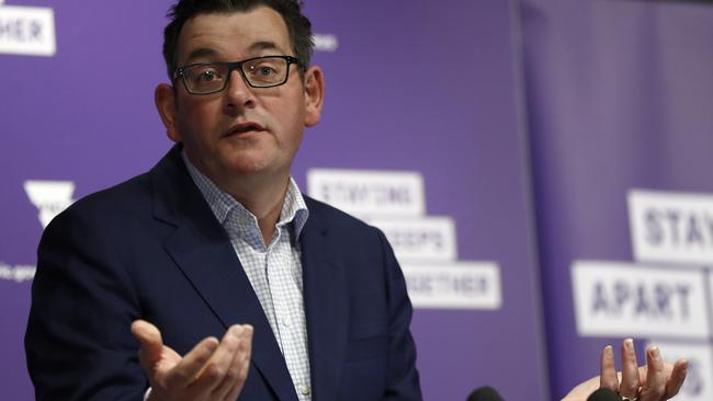 Defence Department records contradict the version of events conveyed on Wednesday by Premier Daniel Andrews, above, and his Emergency Management Commissioner, Andrew Crisp. Picture: Getty Images