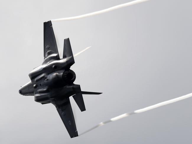 The Lockheed Martin F-35 Lightning II takes part in a flying display at the Farnborough Airshow, south west of London, on July 12, 2016. Picture: Adrian Dennis: AFP