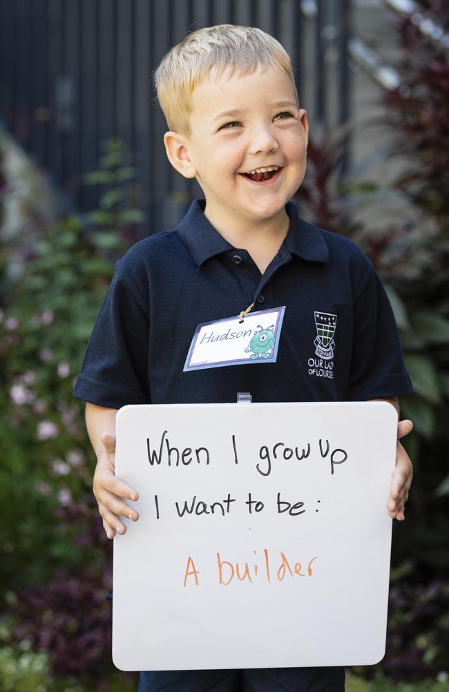 Our Lady of Lourdes prep student Hudson on the first day of school, Wednesday, January 29, 2025. Picture: Kevin Farmer