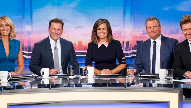 From left, Sylvia Jeffreys, Karl Stefanovic, Lisa Wilkinson, Tim Gilbert and Richard Wilkins.