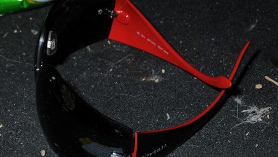 A pair of sunglasses were left at the scene.