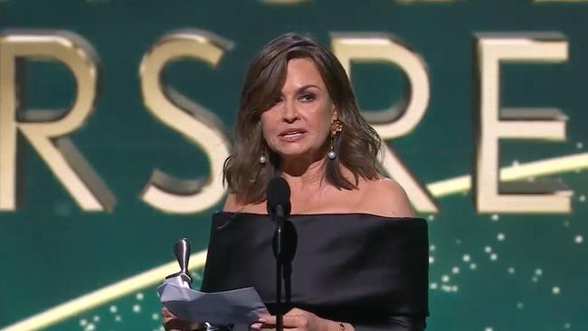 The Brittany Higgins interview on The Project won the award for News Coverage or Public Affairs Report. Lisa Wilkinson accepted the award saying the interview was the most important work she's ever done. Picture: Channel 9