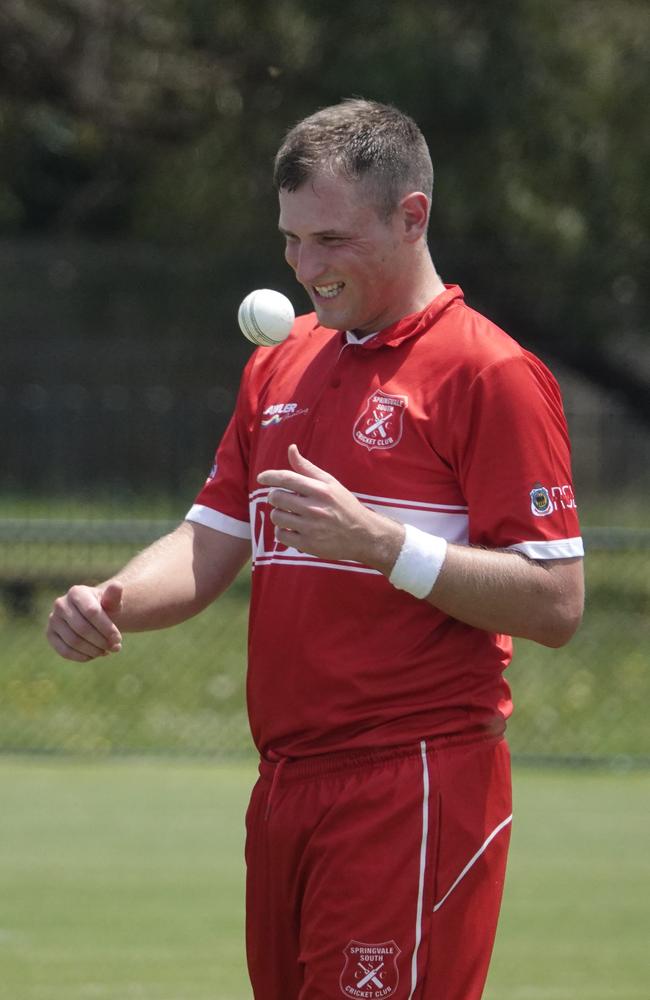 DDCA cricket: Springvale South v Hallam Kalora Park at Alex Nelson Reserve. Hallam bowler Josh Dowling. Picture: Valeriu Campan