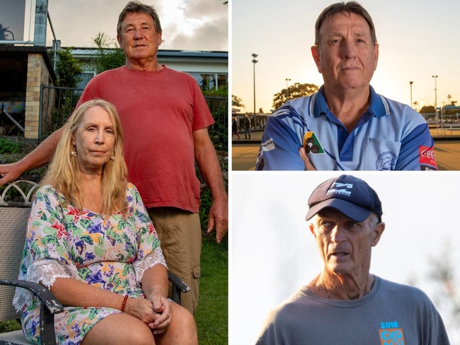 Clockwise from left: neighbours Deborah Hall and Murray Nolan; former policeman Glenn Taylor; husband Jon Winfield. Picture: Liam Mendes