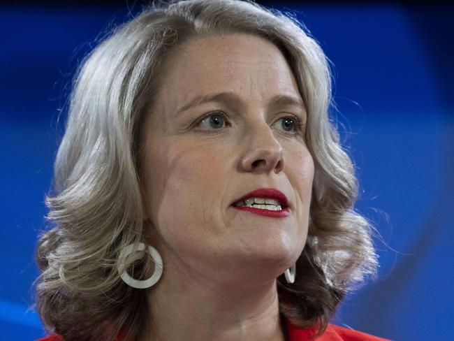 CANBERRA, AUSTRALIA - DECEMBER 8: Clare O'Neil MP, Minister for Home Affairs, Minister for Cyber Security and, Federal Member for Hotham, addressing the National Press Club of Australia in Canberra. Picture: NCA NewsWire / Martin Ollman