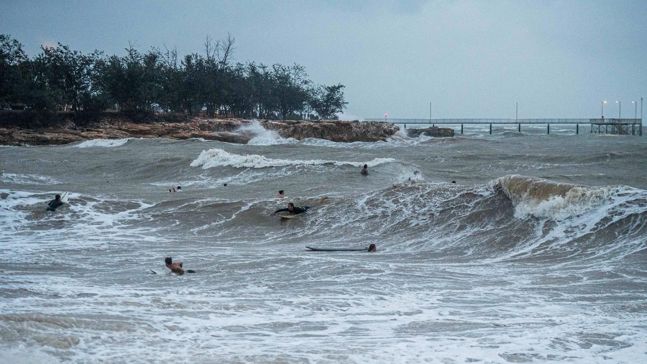 Top End Surfers hanging for the arrival of the monsoon at the Nightcliff Beach, Darwin. Picture: Pema Tamang Pakhrin