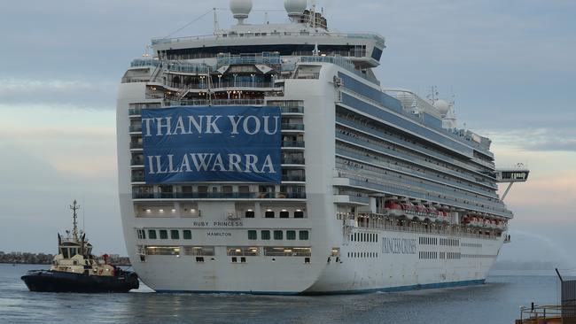 The Ruby Princess cruise ship departed from Port Kembla in April after being ordered to leave Australian waters. Picture: Getty Images