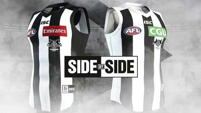 Collingwood’s guernsey for 2017 will be made by ISC and feature its 125th anniversary logo. Picture: Supplied