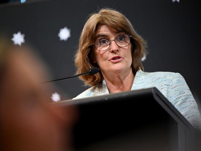 Reserve Bank of Australia (RBA) Governor Michele Bullock delivers a speech on the costs of high inflation, at the Anika Foundation luncheon in Sydney, Thursday, September 5, 2024. (AAP Image/Bianca De Marchi) NO ARCHIVING