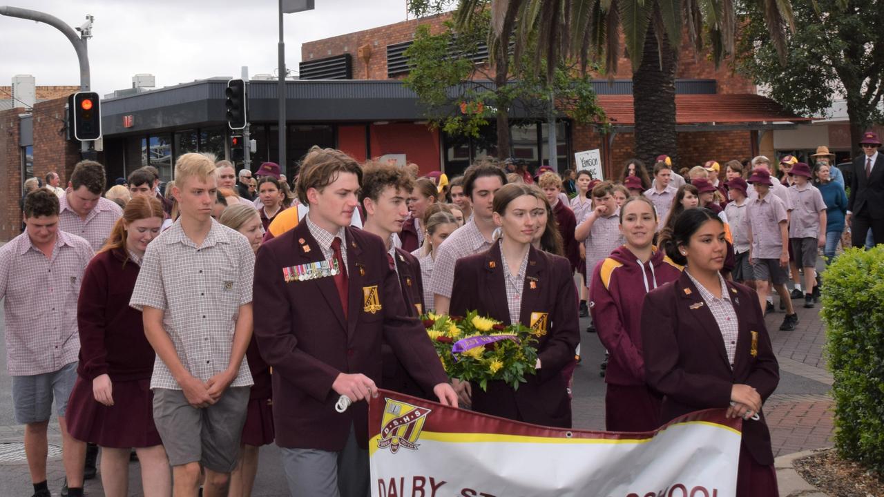 Dalby and surrounds come together for a touching tribute on Anzac Day 2022 Picture: Emily Devon