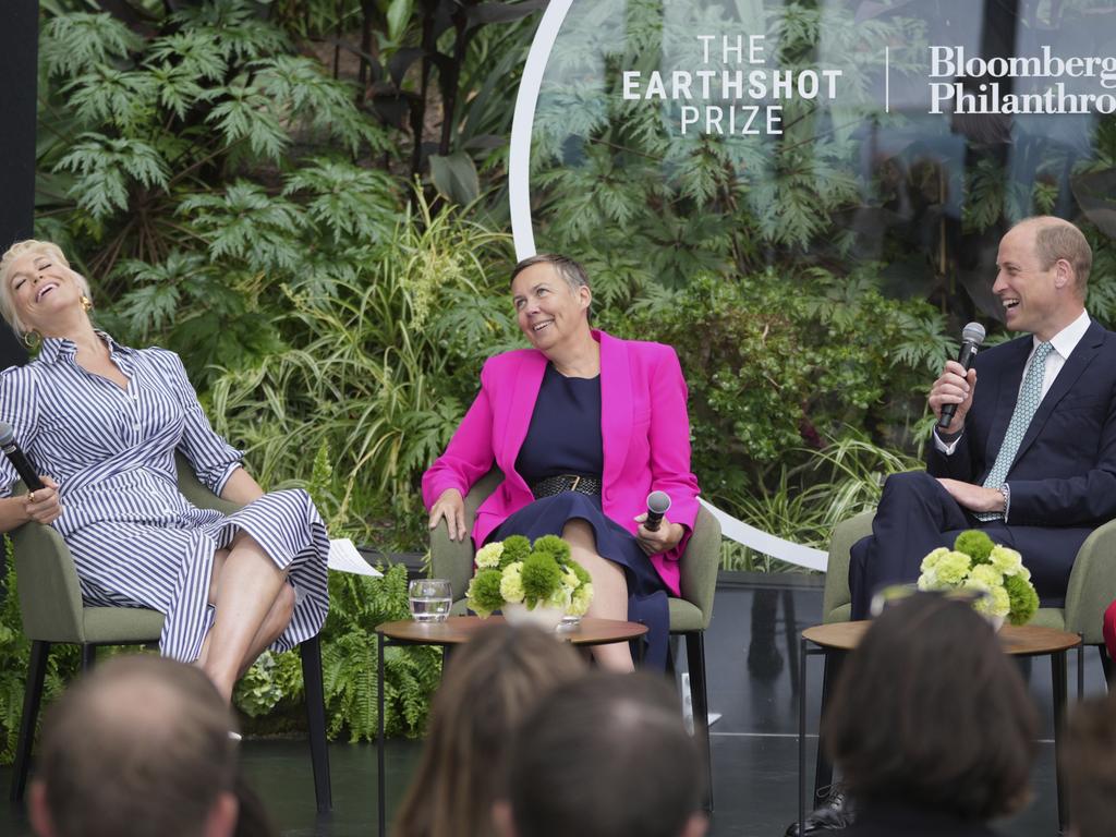 Prince William, Prince of Wales with fellow panellists Hannah Waddingham and Hannah Jones at the Earthshot Prize Innovation Camp. Picture: Kin Cheung – WPA Pool/Getty Images