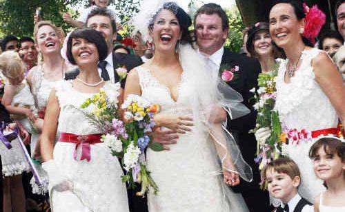 The two Sams were married on Buderim before their guests and dogs. Picture: Barry Leddicoat