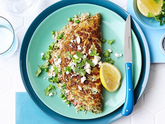 Herb omelette with fried rice.