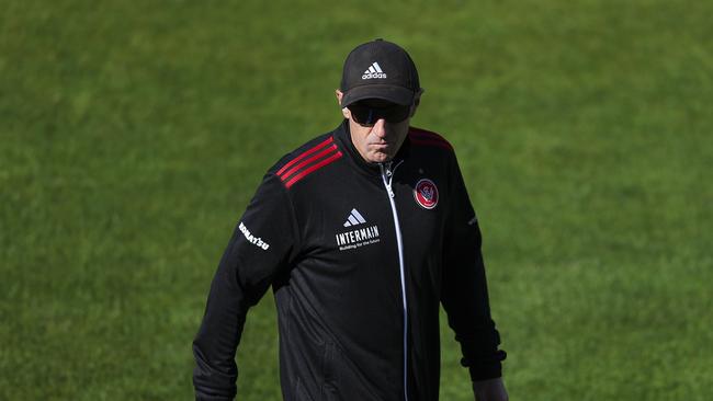 WELLINGTON, NEW ZEALAND - MARCH 30: Coach Robbie Hooker of the Wanderers loduring the A-League Women round 22 match between Wellington Phoenix and Western Sydney Wanderers at Porirua Park, on March 30, 2024, in Wellington, New Zealand. (Photo by Hagen Hopkins/Getty Images)