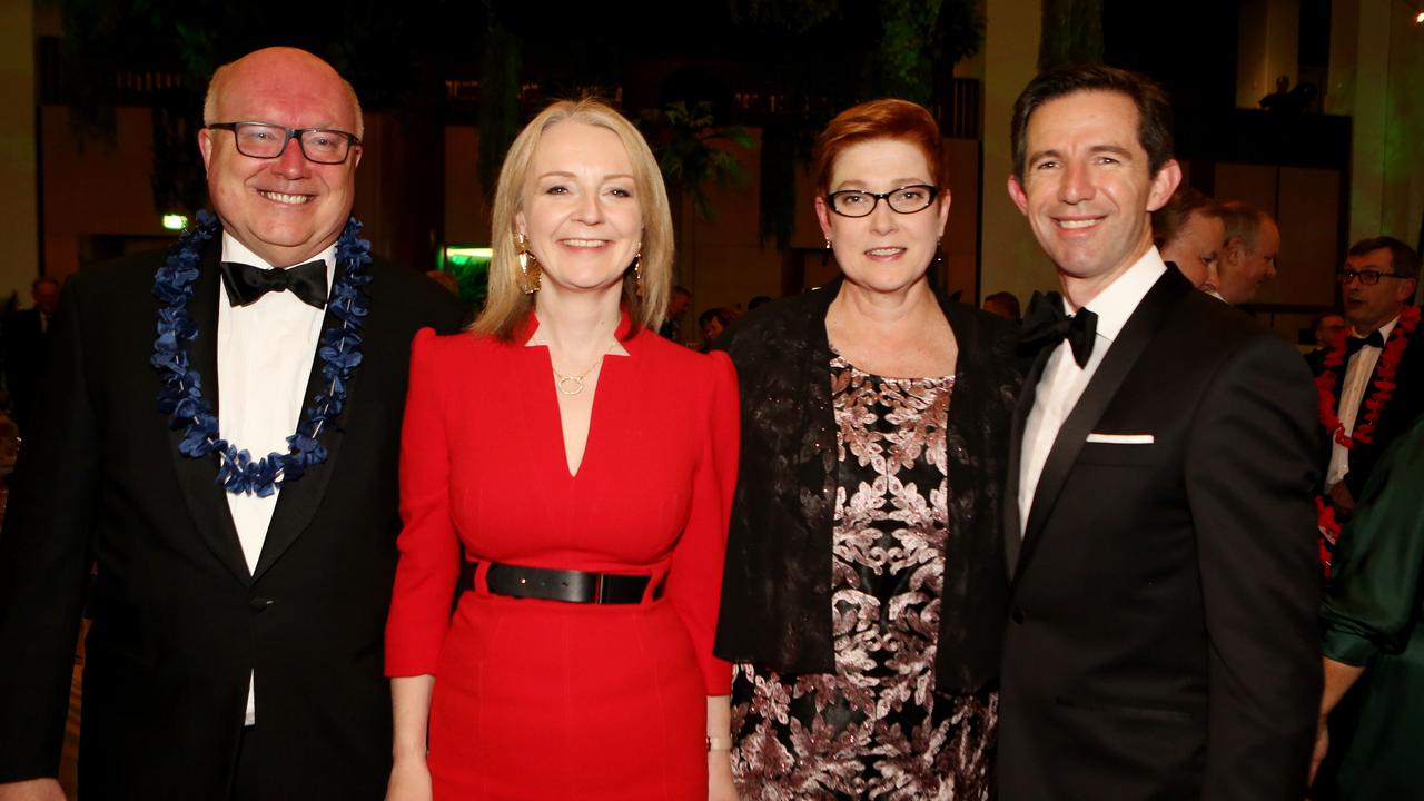 George Brandis, Liz Truss, Marise Payne and Simon Birmingham. Picture: Nikki Short