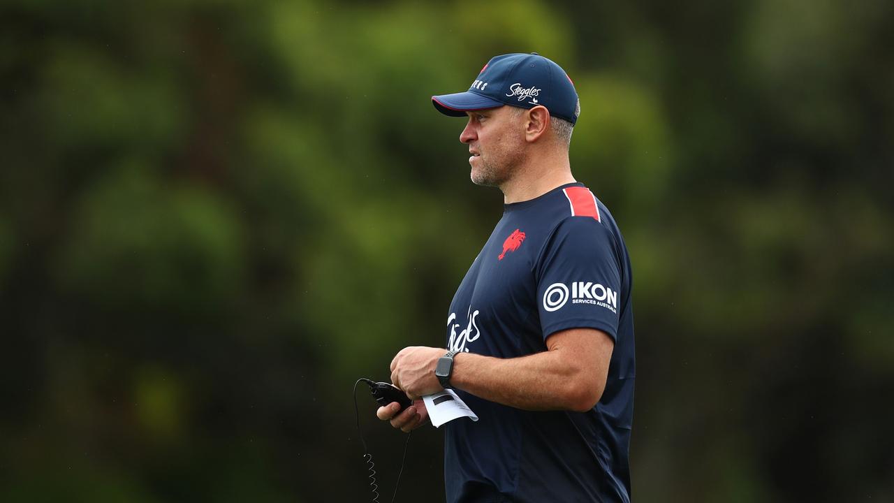 Roosters assistant coach Jason Ryles is on the Tigers radar but has committed to the tri-colours for now. Picture: Getty Images.