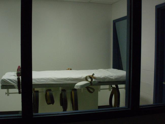 The execution room at Nebraska State Penitentiary in Lincoln where Moore went purple before the curtain was drawn on witnesses. Picture: publicbroadcasting.net