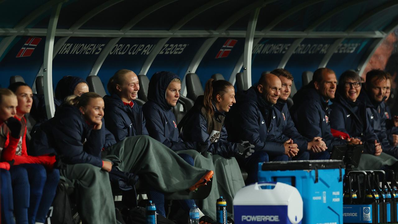 Ada Hegerberg watched on from the bench. (Photo by Phil Walter/Getty Images)