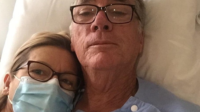 Gary Ralph with his wife Wendy Child while in hospital in Sydney.