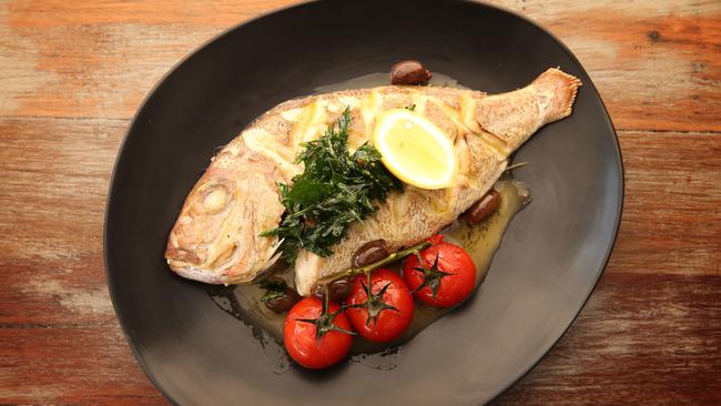 Whole snapper from Cala Luna restaurant beside The Middle Harbour Yacht Club at The Spit.
