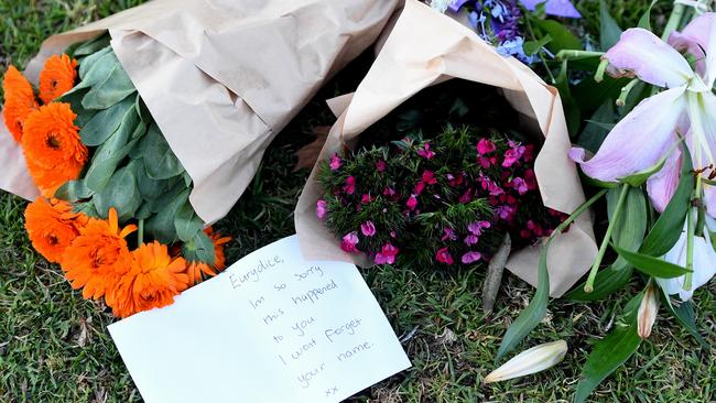 Floral tributes have been left at Princes Hill. Picture: Nicole Garmston