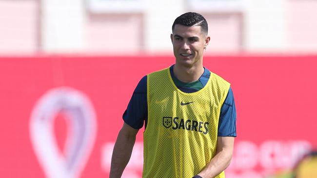 Cristiano Ronaldo during a Portugal training session. Picture: Christopher Lee/Getty Images