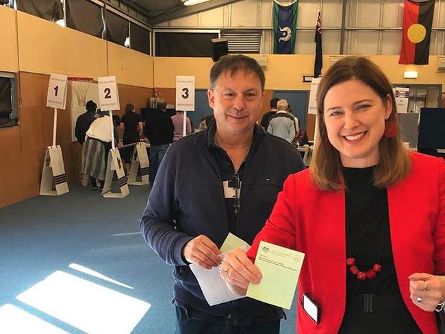 Federal Labor member for Franklin Julie Collins votes in the 2019 federal election. Picture: INSTAGRAM