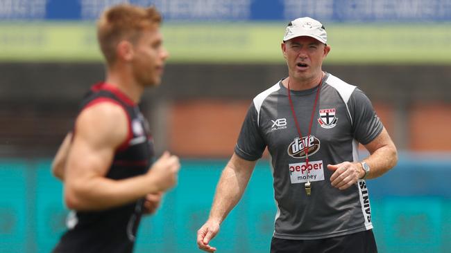 St Kilda coach Alan Richardson oversees a training session in Shanghai. Picture: Michael Willson/AFL Photos.