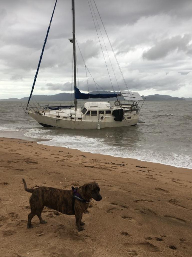 A boat washed up after TC Kirrilly hit Townsville. Photo: Natash Emeck