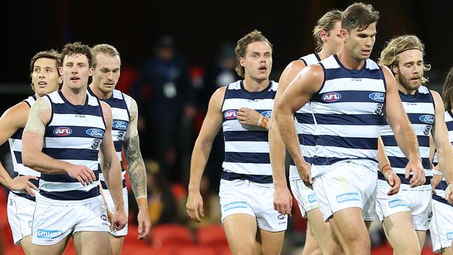 The Cats split the big sticks just once in three quarters of footy. Picture Getty Images