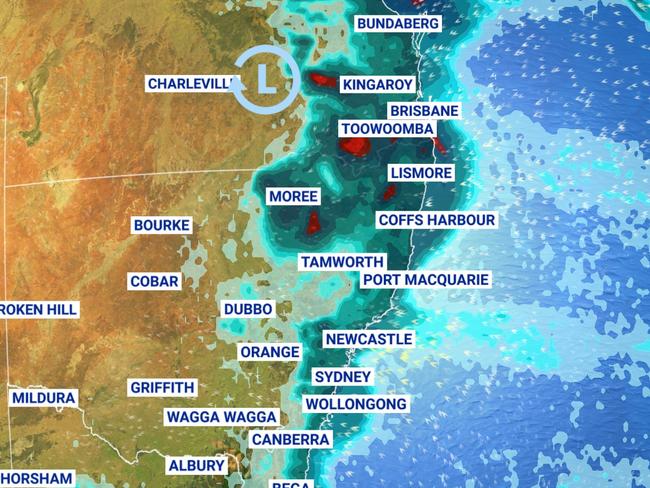 Some of the heaviest rain for months si set to hit NSW and Queensland. Picture: Sky News Weather