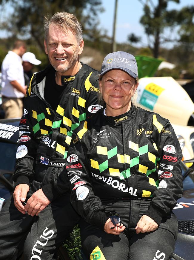 Lotus drivers Tony Seymour and Sandra Seymour at the lunch stop in Ravenshoe during the final day of the Targa Great Barrier Reef. PICTURE: BRENDAN RADKE.