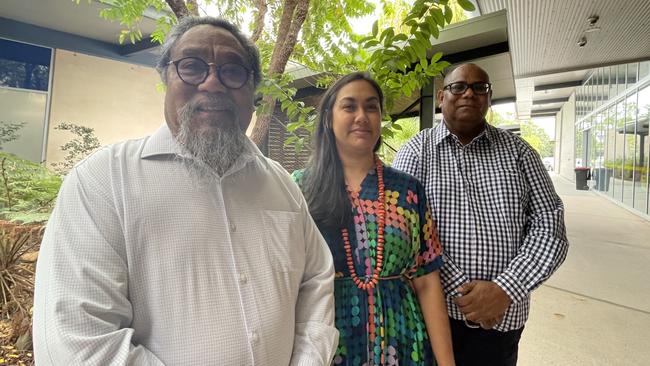 Professor Martin Nakata, Associate Professor Sana Nakata and Yarrabah Aboriginal Shire Council Mayor Ross Andrews.