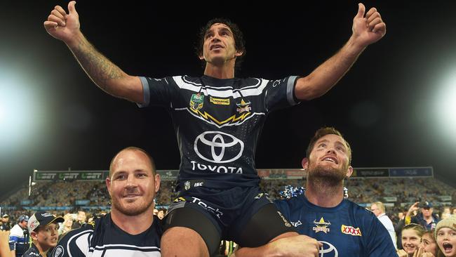 Johnathan Thurston left 1300 Smiles Stadium in Townsville a winner but the Titans hope to rain on his parade on Saturday. Picture: Zak Simmonds