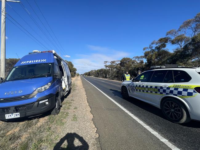 Police at the scene of a horror minibus crash in Carwarp. Picture: Stuart Kavanagh