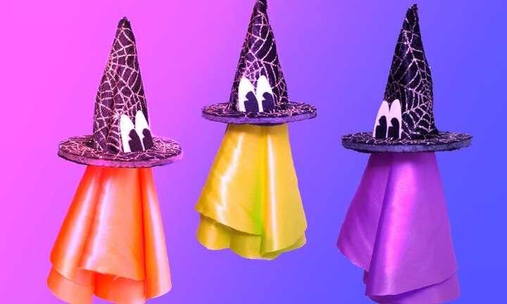 Styrofoam Cone Halloween Witch Hat Craft