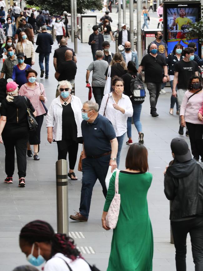 A packed Bourke Street Mall on Saturday. Picture: NCA NewsWire/ David Crosling