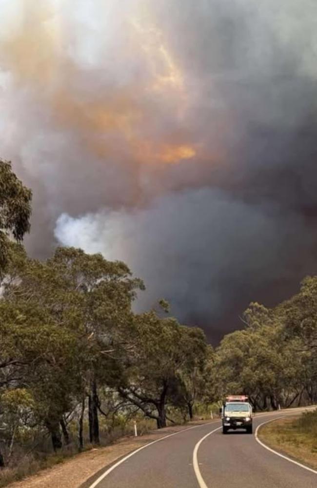 The fire travels towards Halls Gap.