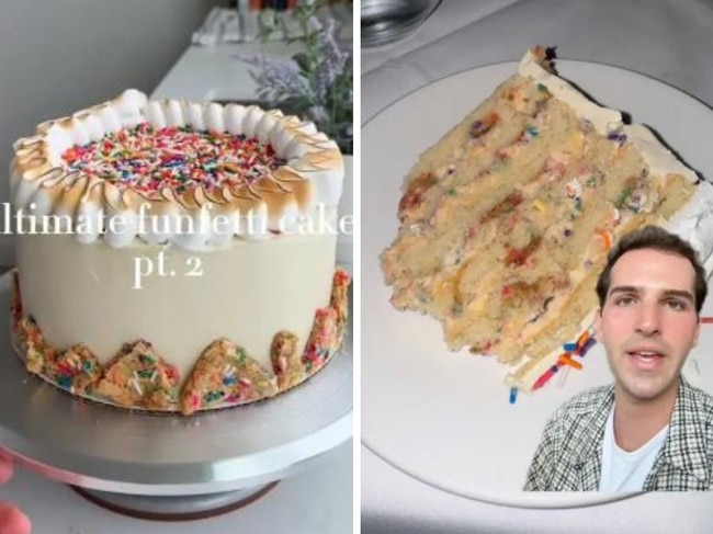 Ryan Nordheimer said the birthday cake took six hours to make and was worth "hundreds of dollars." Picture: TikTok/@ryannordheimer