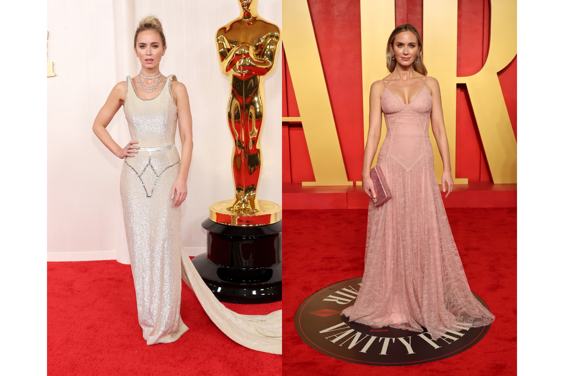 <h3><b>Emily Blunt wears Schiaparelli at the Oscars and Dolce &amp; Gabbana at the </b><b><i>Vanity Fair </i></b><b>after party</b></h3>