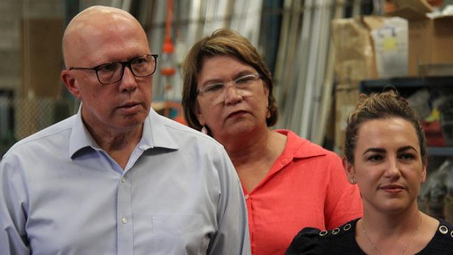 Peter Dutton with NT Chief Minister Lia Finocchiaro in Alice Springs on Wednesday. Picture: Gera Kazakov