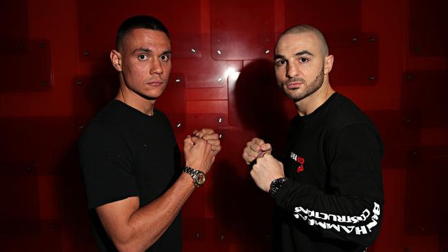 Tim Tszyu and Joel Camilleri face off ahead of the showdown at The Star. Picture: Adam Yip