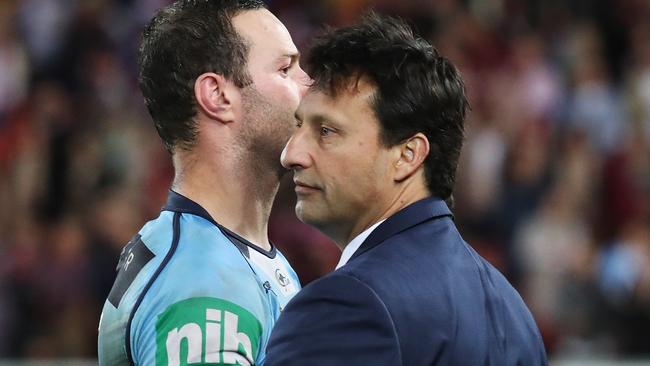 NSW's Boyd Cordner with coach Laurie Daley.