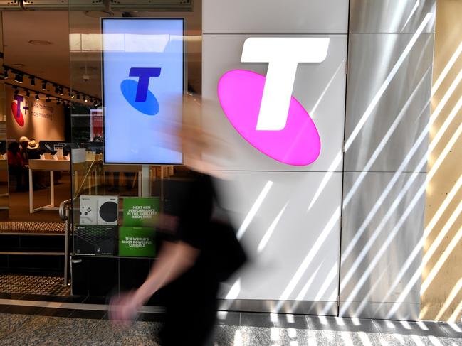 BRISBANE, AUSTRALIA - NewsWire Photos - FEBRUARY 4, 2021.Signage outside a Telstra store in Brisbane's CBD. The Australian telecommunications giant announced it will axe 1,400 jobs.Picture: NCA NewsWire / Dan Peled