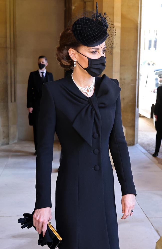 Catherine, Duchess of Cambridge during the funeral of Prince Philip. Picture: Chris Jackson/WPA Pool/Getty Images