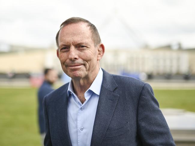 CANBERRA, Australia - NewsWire Photos - October 7, 2024: Former Prime Minister, the Hon Tony Abbott, along with thousands of attendees gather at Parliament House in Canberra taking an historic stand against antisemitism and to stand in support of Israel.  Picture: NewsWire / Martin Ollman